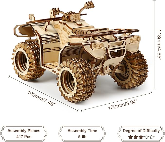 3D Wooden Puzzle for Adults, Mechanical Beach Car Puzzle, DIY Vehicle Model Building Kit Handicraft Wood Craft Hobbies Toy, Birthday for Hobbyist 14+ Family Women Men, 417 Pcs