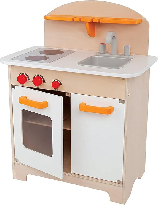 Hape Gourmet Kitchen Kid's Wooden Pretend Play Kitchen Set |Sink, Stove, Baking Oven, Cabinet, Turnable Knobs & Spice Shelf