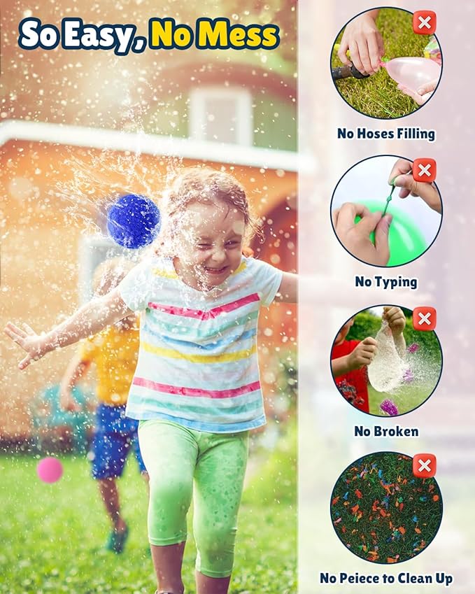 Reusable Water Balloons - 90 PCS Refillable Water Balls for Kids Outdoor Toys Games, Summer Pool Toys Water Play Splash Balls for Backyard Lawn Beach Fun Games for Boys Girls - Upgraded