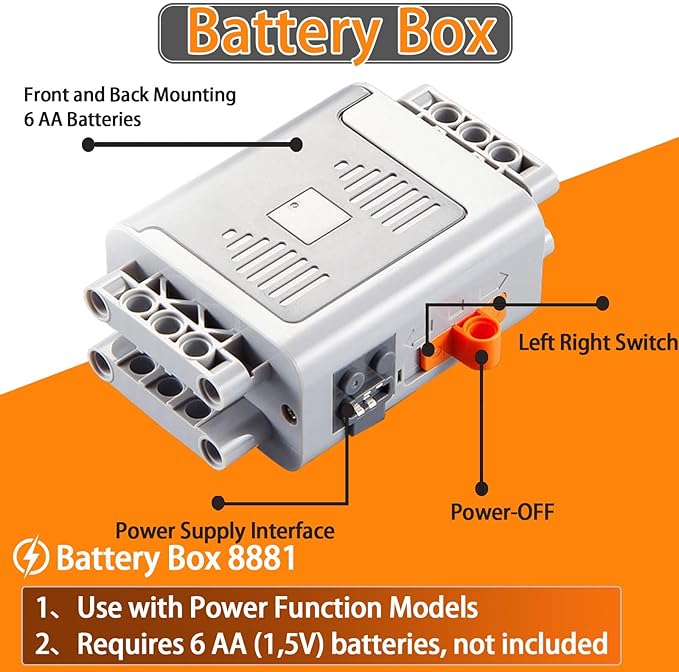 5-in-1 Motor Set Technic Motorized Kit Compatible with Lego: Power Function Battery Box, Technic Remote Control, Electric Motor, Engine Parts, Train Battery Pack, Remote Control (5 Sets)