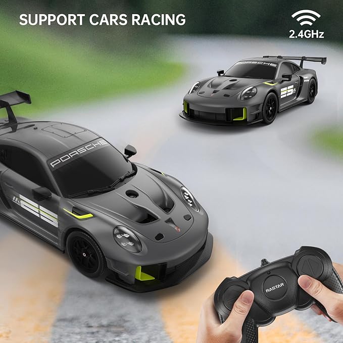 RASTAR Porsche 911 GT2 RS Model Car, 1:24 Scale RC Porsche 911 GT2 RS Clubsport 25 Remote Control Car for for Kids Adults, RC Sports Supercar Grey