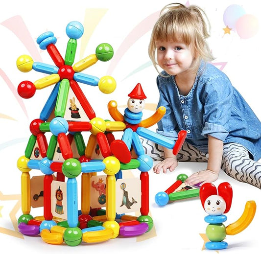MAGBLOCK 136PCS Magnetic Sticks Toy Building Blocks Capable of Interconnection Magnet Tiles Balls Construction STEM Educational Learning Toys for 3+ Year Old Boys & Girls - Ideal Children's Gift Set
