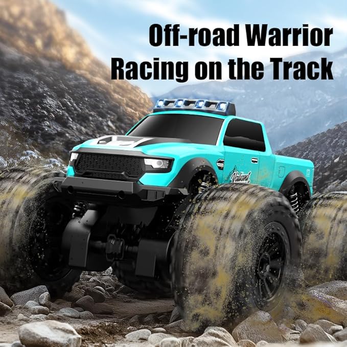 Rock Crawler RC Truck 4x4 Off Road Waterproof, 2.4Ghz Amphibious Remote Control Monster Truck with 2 Batteries, Dual Motors All Terrain RC Cars Toys for 8-12 Year Old Boys, Birthday