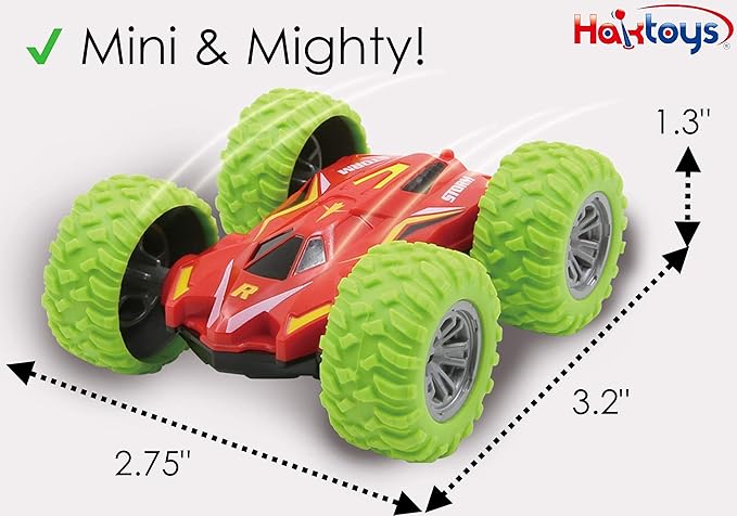 Haktoys 2-Pack Mini RC Stunt Cars – Double-Sided Rechargeable Remote Control Flip Vehicles, AWD Rotating & Tumbling Toy Cars for Kids Boys Girls, 2.4GHz for Dual Play