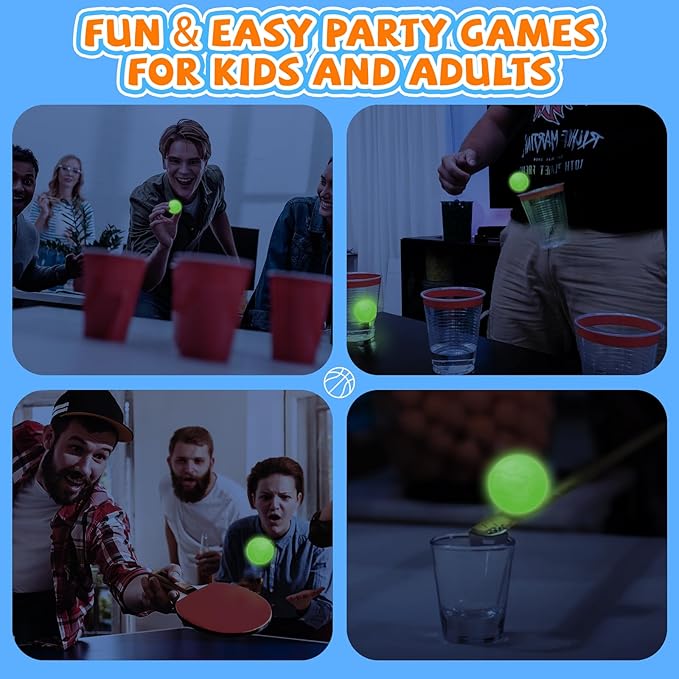 20 Glow Balls for Pop and Catch Ball Game- Outdoor Indoor Game Activities for Boys & Girls,Birthday and Christmas Party Favors Gifts for Kids Ages 4 5 6 7 8 10 12+ Years Old and Adults