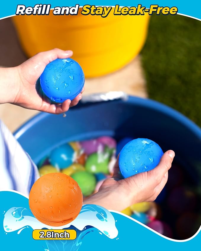 SOPPYCID Reusable Magnetic Water Balloons, Silicone Self-Sealing Balls, Quick Refill Soft Bombs for Outdoor Summer Splash Party, Fight Game 12Pack