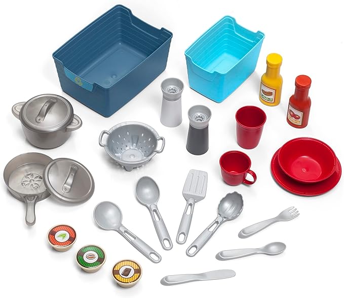 Step2 Contemporary Chef Kids Kitchen Playset, Indoor/Outdoor Kitchenette, Interactive Play with Lights and Sounds, Made of Durable Plastic, Includes 25 Piece Toy Accessories, For Toddlers 2+ Years Old