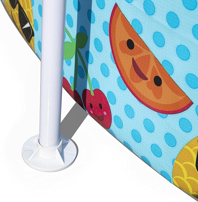 H2OGO! Kids Splash-in-Shade 8-Foot Round Steel Frame Above Ground Pool with Water Mister and Canopy Sunshade, Green Tropical Leaf Print