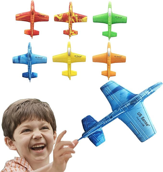 6Pcs Foam Airplanes Glider Outdoor Toy -Glider Planes for Kids - Foam Planes for Kids - Perfect Party Favor or Goodie Bag Toy - Fulfill Your Child's Aviation Dreams