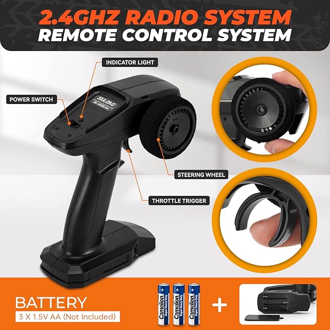 RC Cars 1:14 Scale Remote Control Car, High-Speed 25Km/h All-Terrain Electric Toys, 2WD Off-road Vehicles, With Two Rechargeable Batteries, Suitable For Boys and Girls Children Adult Use（Red）