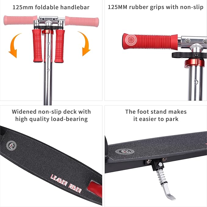 Kick Scooter - Collapsible Portable Kids Push Scooter - Lightweight Folding Design with High Visibility RGB Light Up LEDs on Stem, Wheels, and Deck