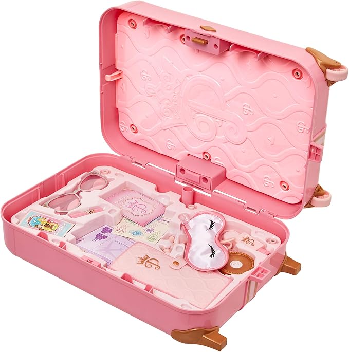 Disney Princess Travel Suitcase Play Set for Girls with Luggage Tag by Style Collection, 17 Pretend Play Accessoriespiece Including Travel Passport! for Ages 3+