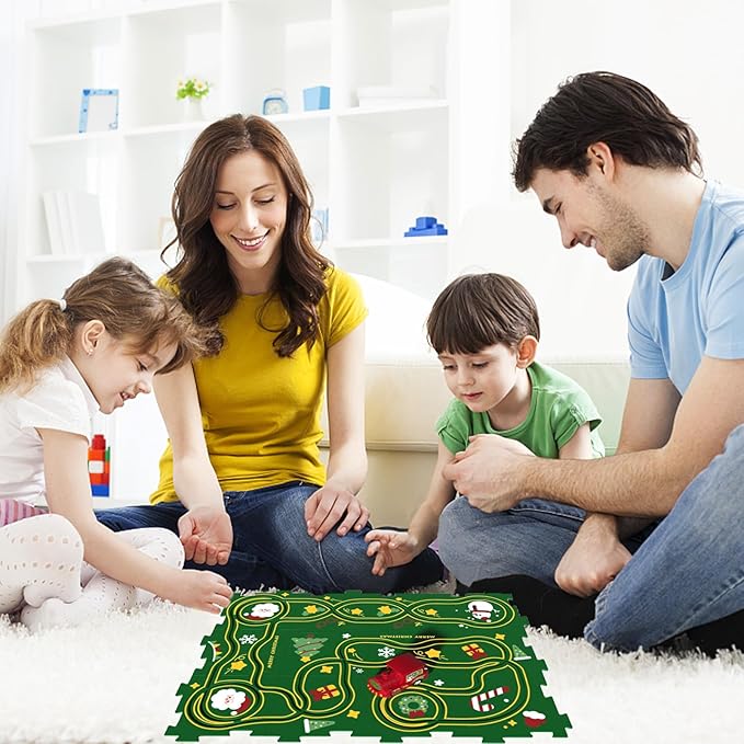 25PCS Puzzle Racer Kids Car Track Set, Land Series Jigsaw Puzzle Racer Car Track Set Puzzle Track Car Play Set Preschool Gifts for Kids Christmas Birthday Gift for Boys Girls