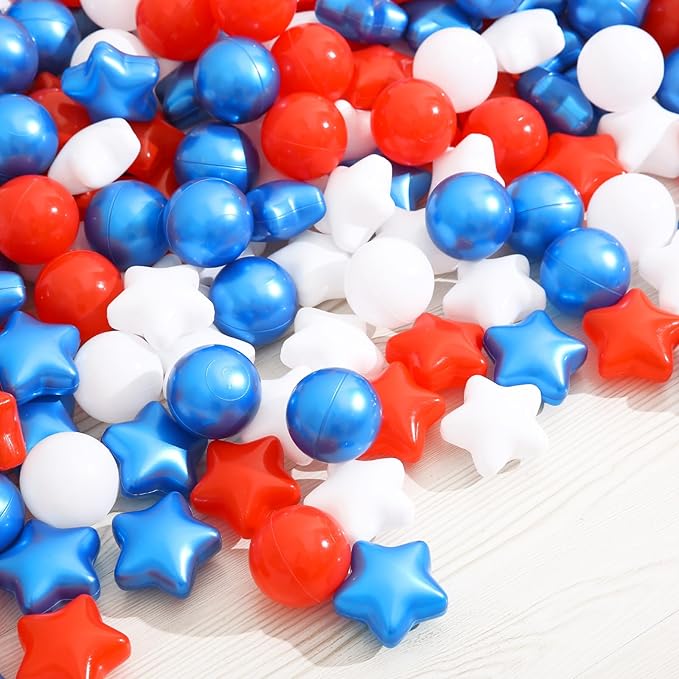 Ball Pit Balls and Stars, 100 200 500 Pieces Plastic Toy Balls for Kids Toddllers Baby Girls Ball Pits, Bounce House, Play Tent, Baby Pool Water Toys,Party Banner Props