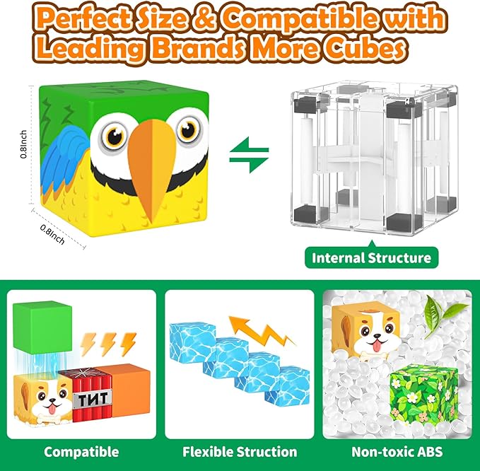 100PCS Magnetic Blocks with Forest Animals Toys, Build Mine Magnet World Set, Magnetic Tiles Building for Boys & Girls Age 4-8 5-7, STEM Montessori Sensory Toys for Toddlers Kids Gifts 3+ Years Old