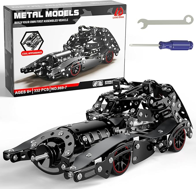 Lucky Doug STEM Building Projects Model Car Set for Boys Kids 8 9 10 11 12 Years Old, Metal Building STEM Kits Toys Science Set for Vehicle Fan