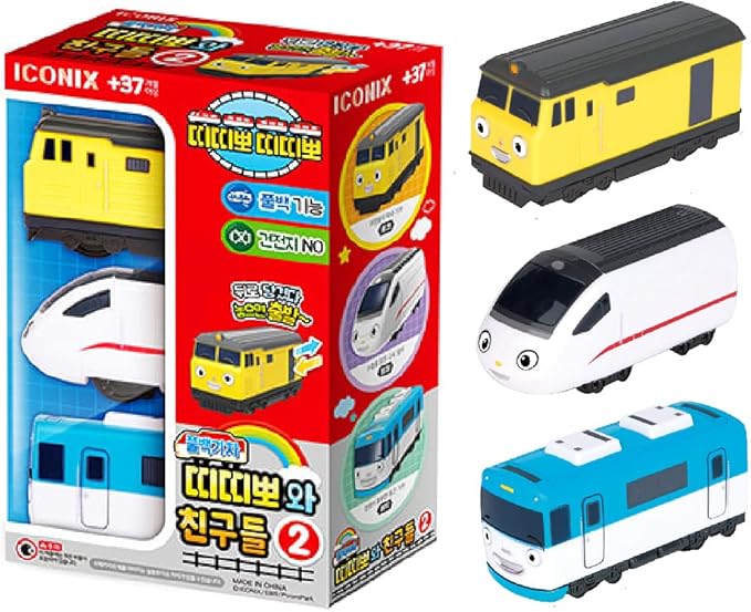 Pull Back Car Train Toy - Titipo and Friends 3 Vehicles Set Christmas Birthday Gifts for Kids and Toddlers Boys and Girls 3 Years and Up (No. 2 Loco, Eric, Xingxing)