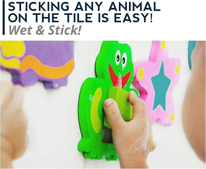 Foam Bath Toys - 100% Non-Toxic Floating Puzzles Animals - Early Learning Bathtub Toy - Fun Educational Geometric Shapes for Toddlers Kids Boys Girls - Free Bath Toy Organizer & Fishing Rod