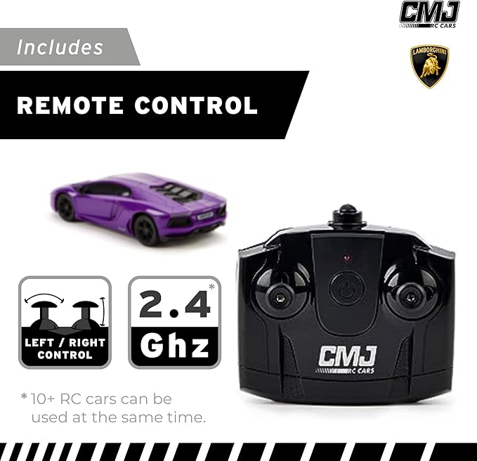 CMJ RC Cars Lamborghini LP700-4 Remote Control RC Car Officially Licensed 1:24 Scale Working Lights 2.4Ghz. Great Kids Play Toy Auto (Purple)