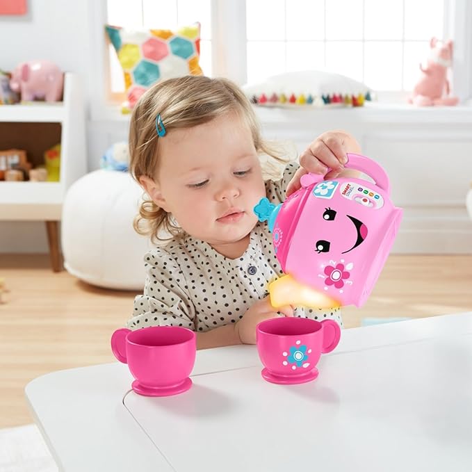 Fisher-Price Toddler Toy Laugh & Learn Sweet Manners Tea Set with Smart Stages Learning Songs for Pretend Play Kids Ages 18+ Months
