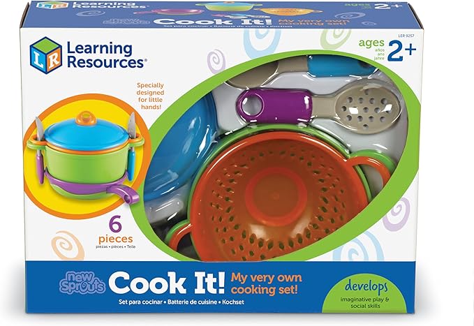 Learning Resources New Sprouts Cook it!, 6 Pieces, Ages 2+ Pretend Play Food for Toddlers, Preschool Learning Toys, Kitchen Play Toys for Kids