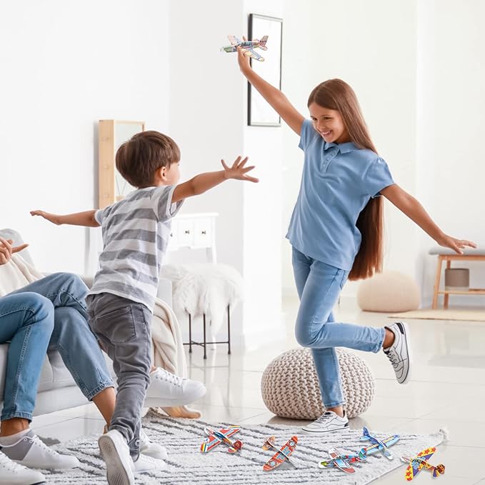 Libima 144 Pcs Foam Airplanes Toy for Kids Bulk Glider Planes Outdoor Flying Toys Airplane Party Favors Individually Wrapped Foam Plane Kit for Birthday Party Carnival Classroom Prizes