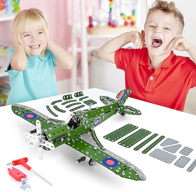STEM Building Toys Model Airplane Kits for Boys 8-12,Airplane Model Scale 1:32 Metal Building Kit,Erector Set Model Planes for Kids 8-12,Best Airplane Gifts for Hurricane Fighter Fans