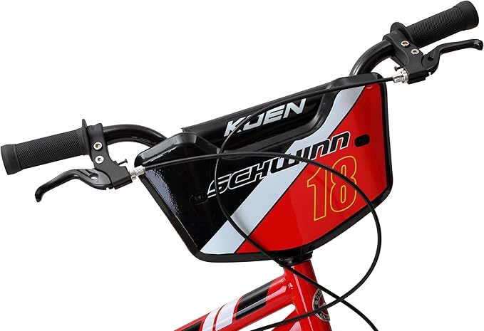 Schwinn Koen BMX Style Toddler and Kids Bike, For Girls and Boys, 18-Inch Wheels, With Training Wheels, Chain Guard, and Number Plate, Recommended Height 42-52 Inch, Red