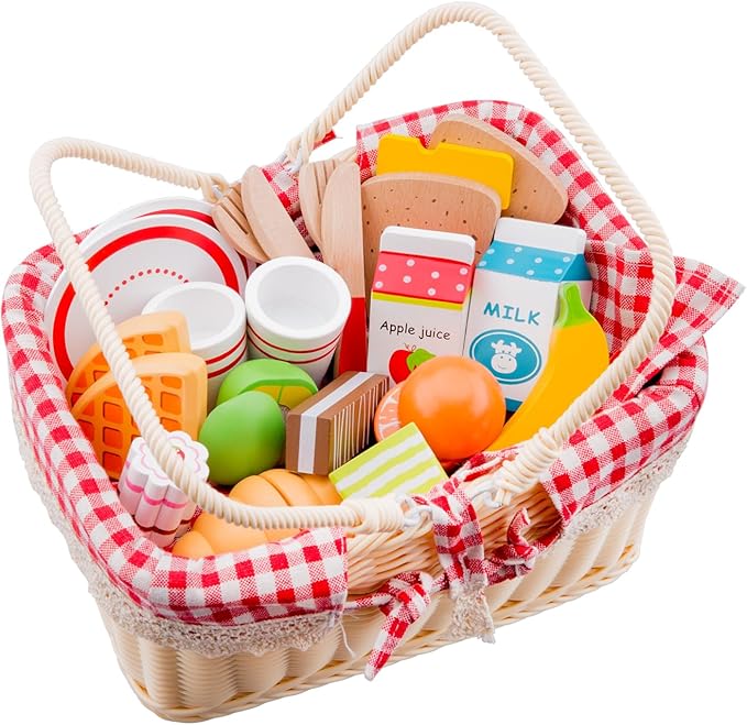 New Classic Toys Picnic Set - Pretend Play Toy for Kids Cooking Simulation Educational Toys and Color Perception Toy for Preschool Age Toddlers Boys Girls