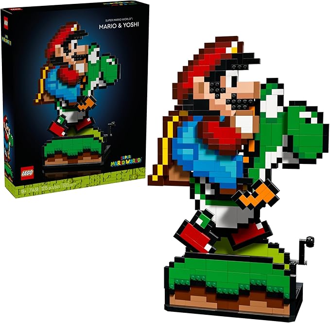 LEGO Super Mario World: Mario & Yoshi Building Set - 3D Puzzles for Adults, Ages 18+ - Gift for Fathers Day - DIY Crafts for Fans of Nintendo Game - Home or Office Display - 71438