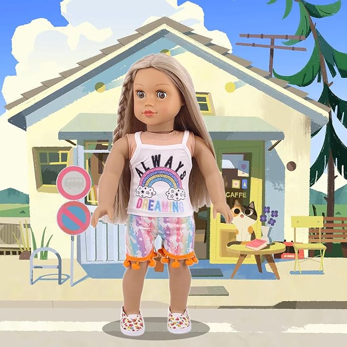 UNICORN ELEMENT 10 Sets American Doll Clothes Gift for 18 Inch Doll Clothes and Accessories Includeding 17 PCS Items Fit for 18 Inch Girl Doll