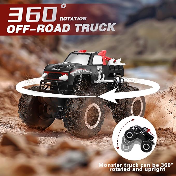 Remote Control Car 1:16 All Terrain Remote Control Monster Truck 2.4Ghz Waterproof Off-Road RC Car 360° Rotation 4WD Amphibious RC Truck Kids Beach Pool Toys Birthday Gifts for Boys Girls Age 6 7 8-12