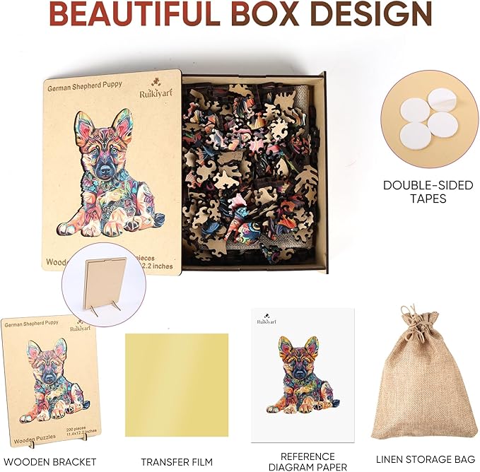 German Shepherd Puzzle for Adults and Kids,500 Pieces Unique Shaped Puggy Jigsaw Puzzles for Kids and Adults,Best Gifts for Puzzle Lovers and Famliy Games,18.42x17.3 Inches