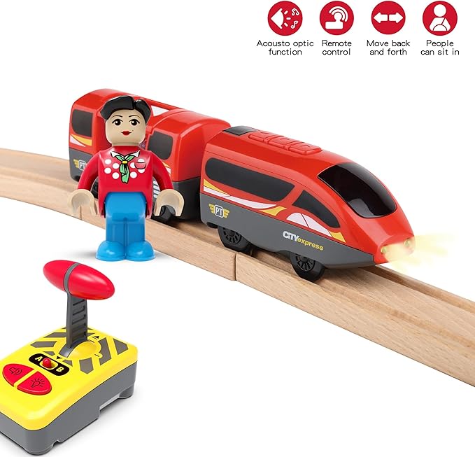 Wooden Train Accessories Train Bridge & Battery Operated Locomotive Train, Compatible with All Major Brand of Railway Tracks.