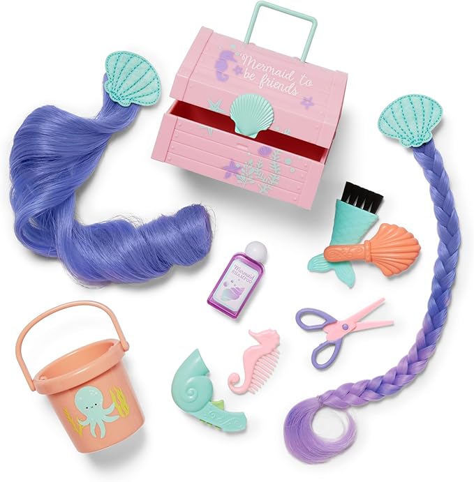 American Girl WellieWishers 14.5-inch Doll Seashell Salon Playset with Hair Extensions that Change Color, For Ages 4+