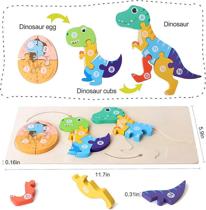 SHIERDU 6-Pack Wooden Animal Growth Puzzle Puzzles for Kids Ages 3-5 Montessori Toys for 3 4 5 Year Olds Gifts for 2-4 Year Old Boys Girls