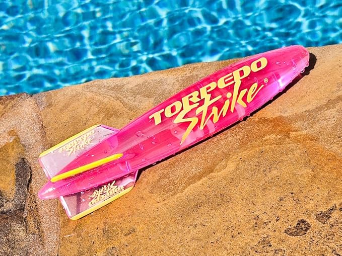 SpinFin 10.25" Large Ultra Premium Pool Torpedo Rocket Spins & Glides Up to 30 Feet Like Underwater Football for Under Water Passing Games Underwater Torpedo Diving Toy Glider (Pink)