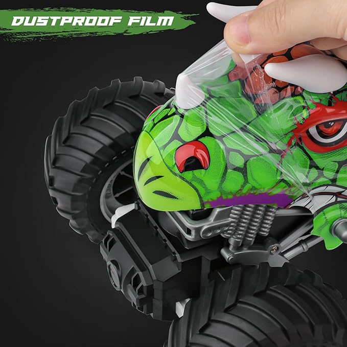 PREBOX Remote Control Monster Truck for Boys 8-12 - RC Dinosaur Car Toys for Kids Age 4-7, Birthday for Boys with Music Lights