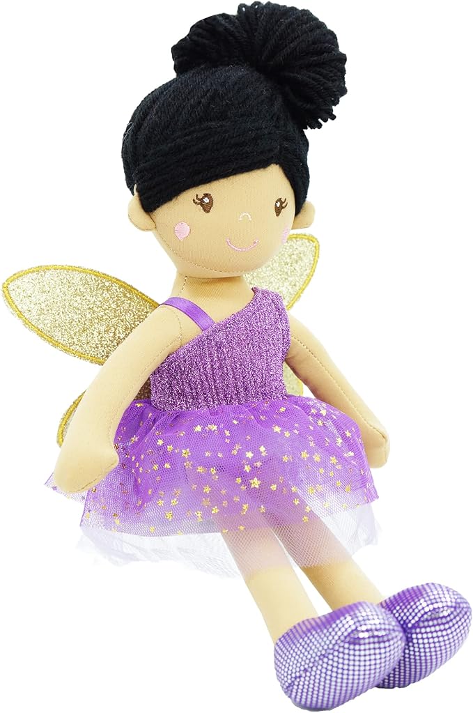 June Garden 12" Enchanted Garden Fairy Doll Violet - Plush Stuffed Soft Doll Girl Gift - Purple Outfit and Wings