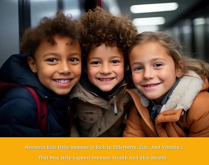 Kids Daily Immune Gummies with Elderberry, Vitamin C, Zinc, Immune Support, Skin Health, Antioxidant Support, for Kids, Elderberry Flavor, 60 Gummies
