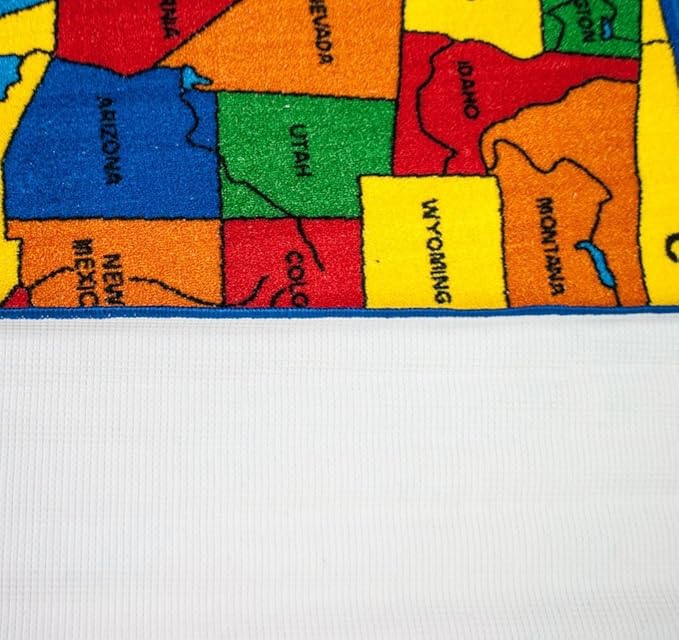 Kids Rug USA Map Area Rug 5x7 (Approx : 4'11" X 6' 10") Non Slip Gel Backing
