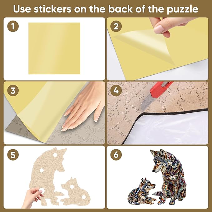 Wolf Family 500 Pieces Wooden Jigsaw Puzzles for Adults with Unique Irregular Shape Fun Challenging Animal Puzzles for Kids and Couples on Birthday,Children’s Day,Christmas 17.5"x18"