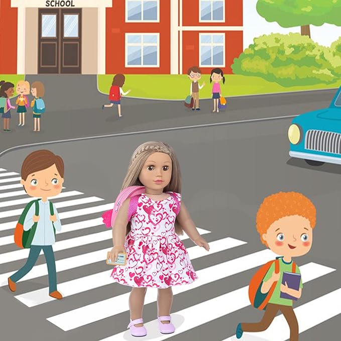 Doll Clothes and Accessories School Supplies Playset for 18 Inch Girl Doll with Doll Clothes,School Bags, Student Cards, Glasses, Pencils, calculators, Scissors, notebooks, etc