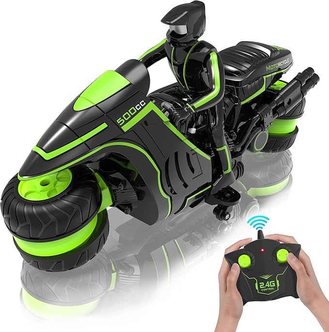 Eulogia Remote Control Motorcycle, 360° Spinning Wheel RC Stunt Motocross Toys, High Speed Riding Model with Rechargeable Battery, Drift Motorbikes for Kids, Gift for Boys & Girls Ages 5+