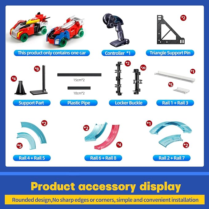 Remote Control Rail car Magnetic DIY Versatile Assembly Slot Cars Children's Competitive Race Track Toys STEM Parent-Child Boys and Girls Gifts (Deluxe Bike Version)