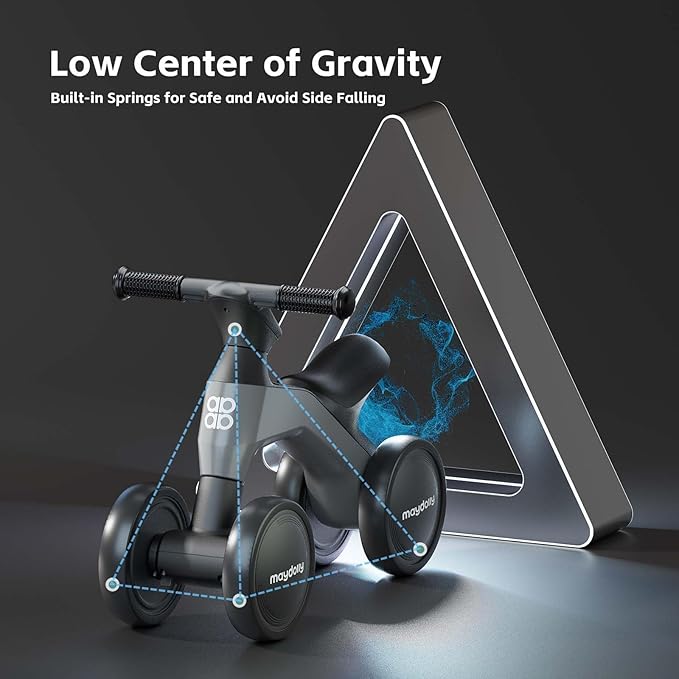 Maydolly Baby Balance Bike, Toddler Balance Bike for 1 Year Old Boys Girls, 4 Wheels Toddler Bike, First Birthday Gifts for 10-36 Month (Grey)