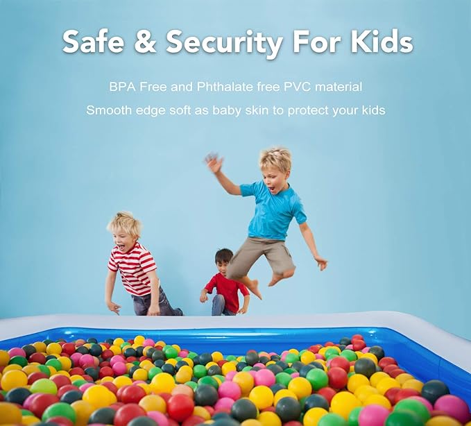 Inflatable Swimming Pool, 79x59x20in, Kiddie Pools Family Swim Center for Kids Inflatable Lounge Pool for Kiddie, Kids, Easy Set for Backyard Summer Water Party