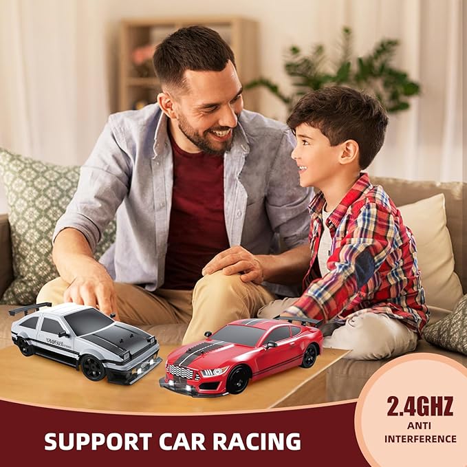 Remote Control Car RC Drift Car for Adults, 1/16 2.4GHz Small RC Drift Car 4WD Drifting RC Car with LED Lights Rechargeable Battery and Drifting Tires Toy Cars for Boys Kids