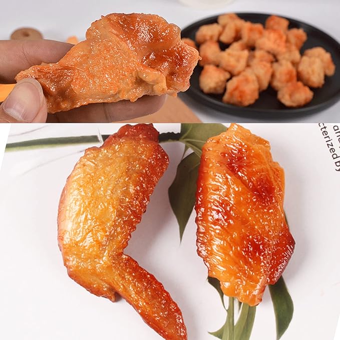 Kids Kitchen Play Food Set,Fake Fried Chicken Legs,Simulated Chicken Wings,Children Kitchen Toy Decoration,Restaurant Window Display Props,Fake Fried Chicken Food Model Set