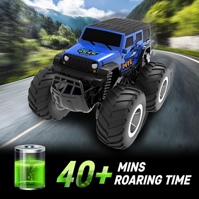1/16 Remote Control Monster Truck : 4x4 Off Road Waterproof Rc Jeep Combines Amphibious and All Terrain Traversal, Birthday Gift for Boys & Girl Ages 6-12 (Blue SUV)